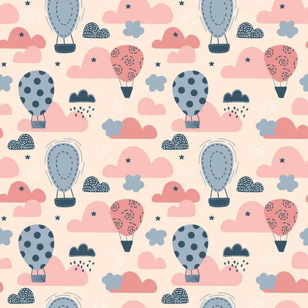 Cute Seamless Pattern Air Balloons — Stock Vector