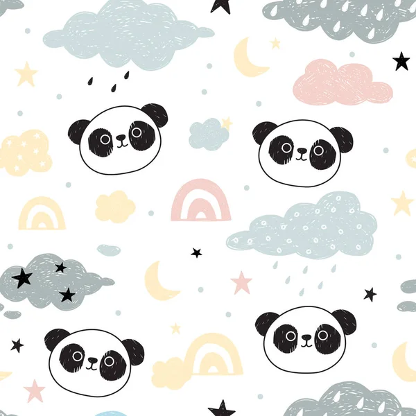 Patrón Sin Costuras Con Lindo Panda — Archivo Imágenes Vectoriales