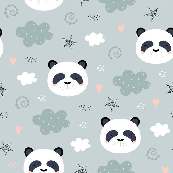 Patrón Sin Costuras Con Lindo Panda — Archivo Imágenes Vectoriales