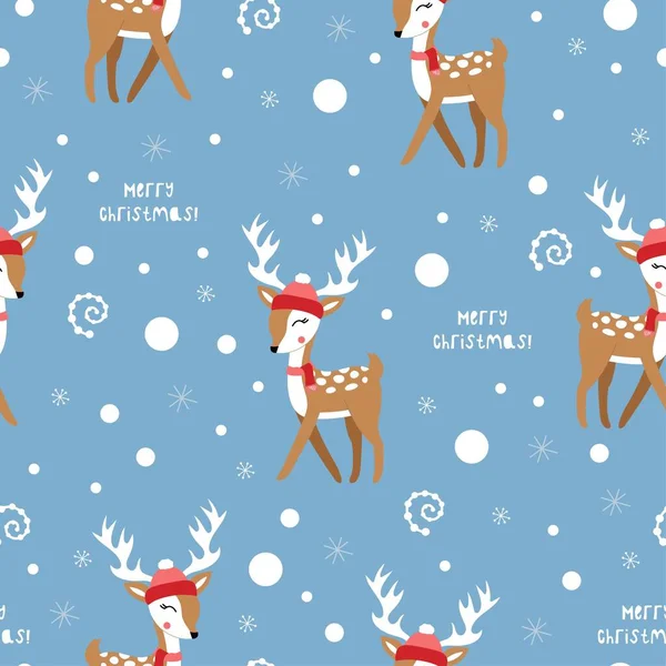 Mignon Motif Noël Avec Des Cerfs — Image vectorielle