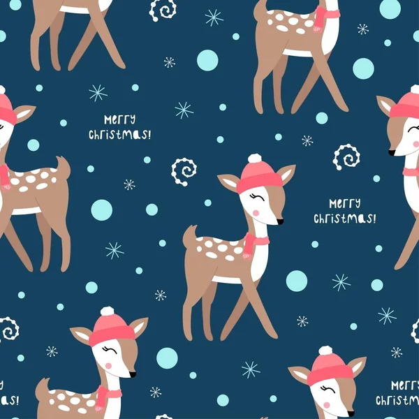Mignon Motif Noël Avec Des Cerfs Antécédents Enfants Vecteurs Sans — Image vectorielle