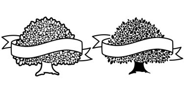 Soy ağacı klasik tasarımı - beyaz arka planda siyah sihluet. Vektör illüstrasyonu EPS10.