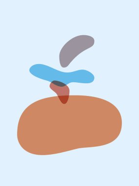 El boyaması soyut çeşitli şekiller denge kompozisyonu, modern İskandinav duvar sanatı, minimalist geometrik baskılar, dekorasyon için vektör çizimi, kartpostal tasarımı veya kapak tasarımı.