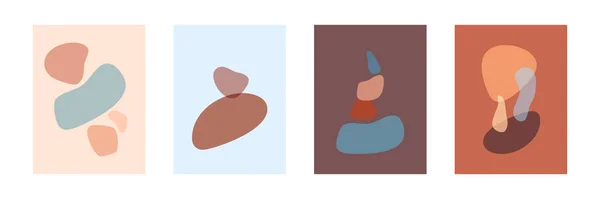 手绘抽象各种形状均衡构图 现代北欧墙艺术 简约几何印刷品 矢量装饰插图 明信片或封面设计 — 图库矢量图片