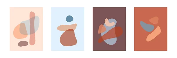 手绘抽象各种形状均衡构图 现代北欧墙艺术 简约几何印刷品 矢量装饰插图 明信片或封面设计 — 图库矢量图片