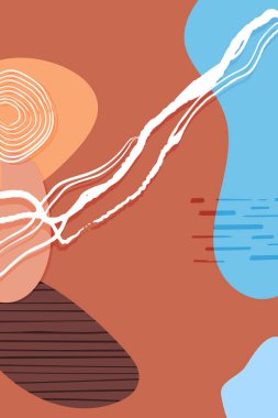 Soyut moda biçimleri ve satır kompozisyonu, sosyal medya için çağdaş doku arka planı, hikaye şablonu, dekorasyon, kartpostal, paket veya kapak tasarımı. Vektör illüstrasyonu.