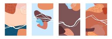 Soyut moda biçimleri ve satır kompozisyonu, sosyal medya için çağdaş doku arka planı, hikaye şablonu, dekorasyon, kartpostal, paket veya kapak tasarımı. Vektör illüstrasyonu.