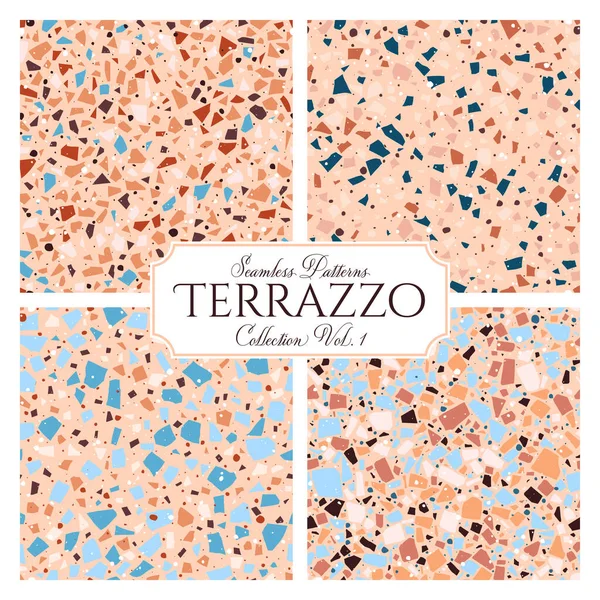 Terrazo Roto Azulejo Textura Del Piso Patrón Sin Costuras Vector — Vector de stock