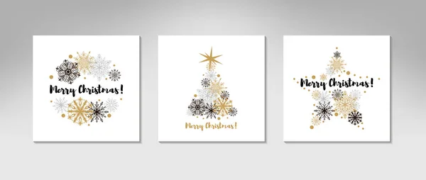 Toplu Noel tasarımı elementleri, Noel ağacı ve altın kar taneli bir yıldız..