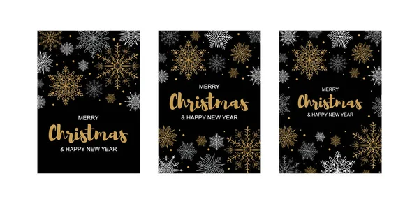 Conjunto Cartões Felicitações Verticais Feliz Natal Ano Novo Com Belos — Vetor de Stock