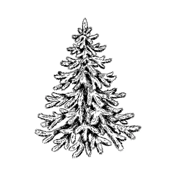 Arbre Noël Dessiné Main Isolé Sur Fond Blanc Elément Design — Image vectorielle