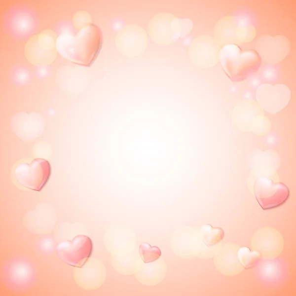 Valentinstag Quadratischen Hintergrund Romantisches Design Mit Realistischem Herzen — Stockvektor