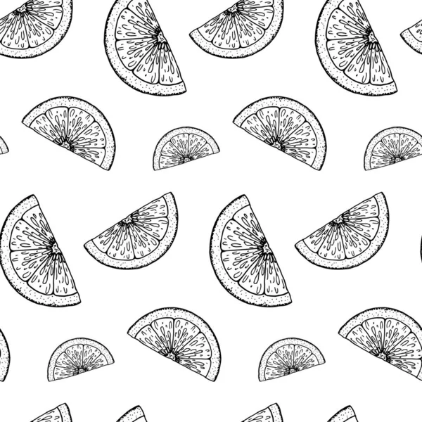 Hand Drawn Citrus Seamless Pattern Vector Illustration Sketch Style — Stock Vector