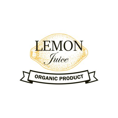 Beyaz arka planda el çizimi elementi olan limon suyu logosu. Vintage biçiminde vektör illüstrasyonu