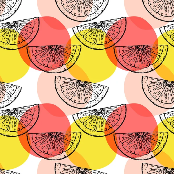 Colorful Hand Drawn Citrus Seamless Pattern Vector Illustration Sketch Style — Stock Vector