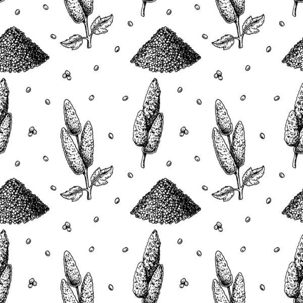 Quinoa Αδιάλειπτη Μοτίβο Εικονογράφηση Διάνυσμα Στυλ Σκίτσο — Διανυσματικό Αρχείο