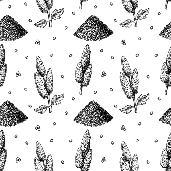 Quinoa seamless pattern. Vector illustration in sketch style