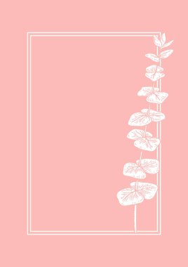 Okaliptüs dallı modern çerçeve. El çizimi vektör illüstrasyonu