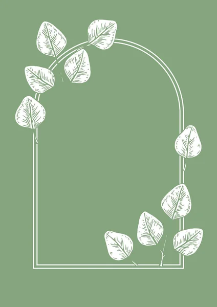 Cadre Moderne Avec Branche Eucalyptus Illustration Vectorielle Dessinée Main — Image vectorielle