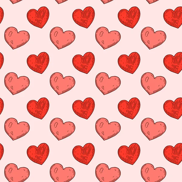 Χειροποίητο Μοτίβο Καρδιάς Χωρίς Ραφή Εικονογράφηση Διάνυσμα Στυλ Σκίτσο — Διανυσματικό Αρχείο