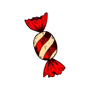 Elle çizilmiş renkli şekerler beyaza izole edilmiş. Robot resim biçiminde vektör illüstrasyonu