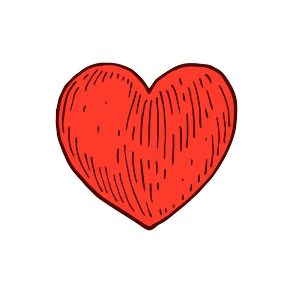 Corazón Rojo Dibujado Mano Ilustración Vectorial Elemento Diseño Día San — Vector de stock