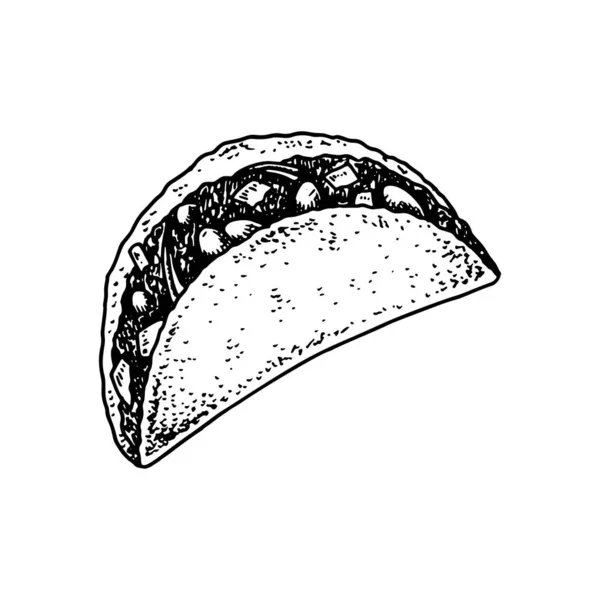 Handgezeichnete Mexikanische Tacos Vektorillustration Skizzenstil — Stockvektor