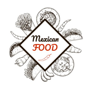 Meksika yemeği çizimi tasarım. Robot resim biçiminde vektör illüstrasyonu