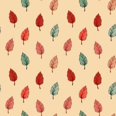 Renkli sonbahar pürüzsüz bir desen bırakır. El çizimi vektör illüstrasyonu