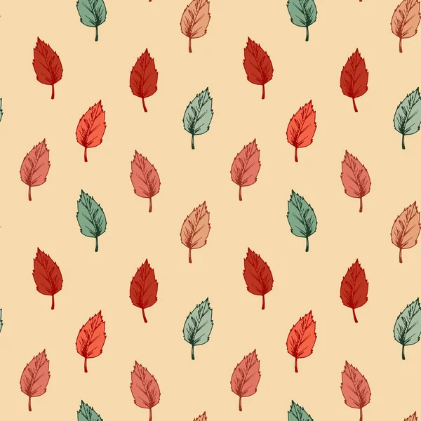 Colorful Autumn Leaves Seamless Pattern Hand Drawn Vector Illustration — Stock Vector