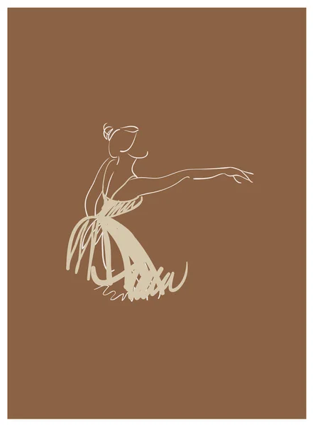Hermoso Diseño Dibujo Ballet Marrón — Vector de stock