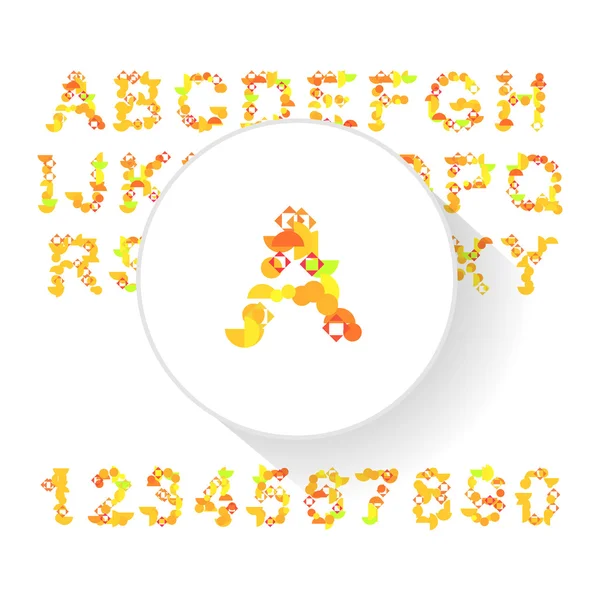 Абстрактный красочный алфавит, шрифт, набор букв с цифрами — стоковый вектор
