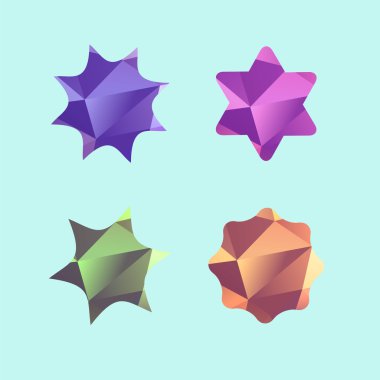 Dikkat lowpoly rozetleri kümesi