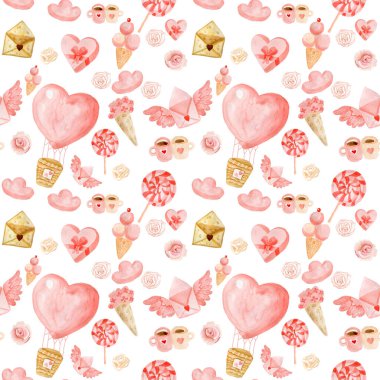 Kusursuz ambalaj kağıdı Sevgililer Günü Pembe suluboya