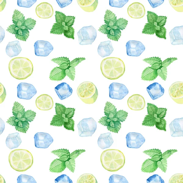 Aquarell Zitronen in einem nahtlosen Muster. Kann als Stoff, Tapete, Umhüllung verwendet werden. — Stockfoto
