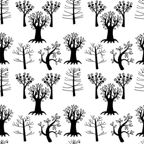 Grafika stylizowane czarne drzewa na białym tle — Zdjęcie stockowe