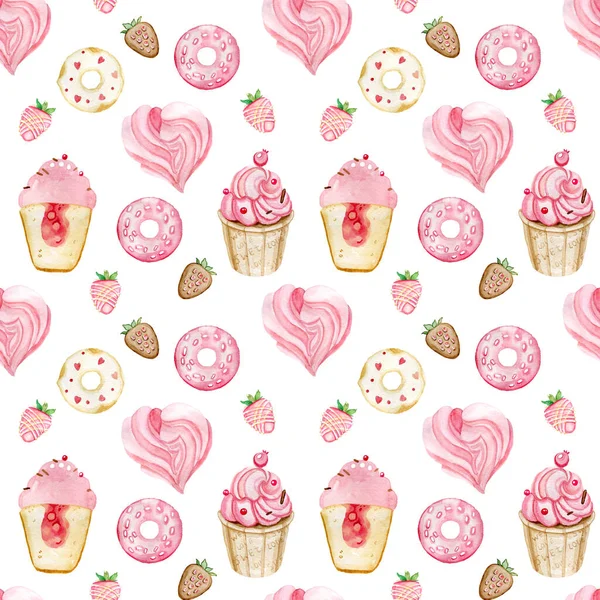 Färgglada akvarell målning av några små cupcake. — Stockfoto
