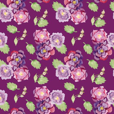 Gece yarısı suluboya el çiçekli desen çizdi