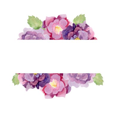 Gece yarısı suluboya el çiçekli çerçeve çizdi