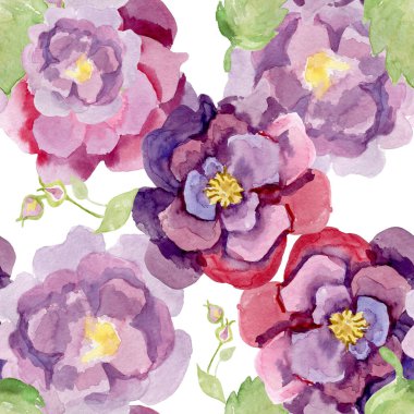 Gece yarısı suluboya el çiçekli desen çizdi