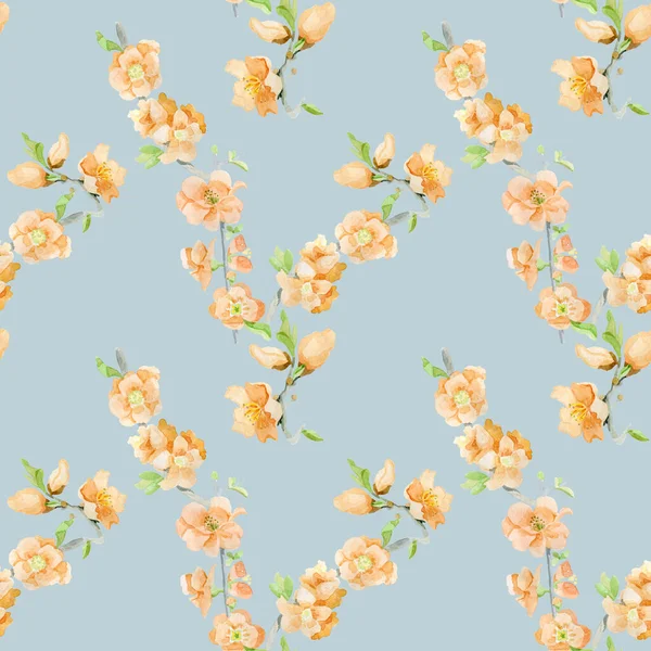 Schöne Pfirsich Blumen Aquarell nahtlose Muster Hintergrund — Stockfoto