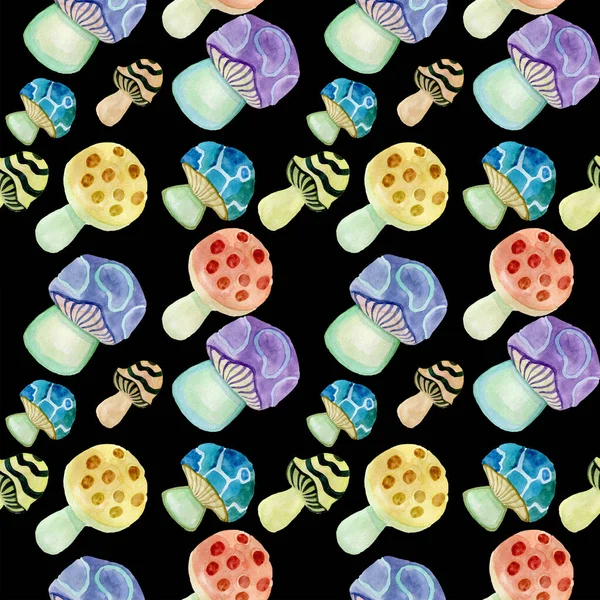 Seamless pattern of abstract colorful mushrooms wallpaper — Stock Photo, Image