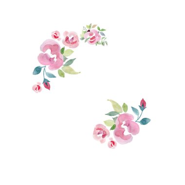 Güllü süslemeler suluboya renkler resimleme