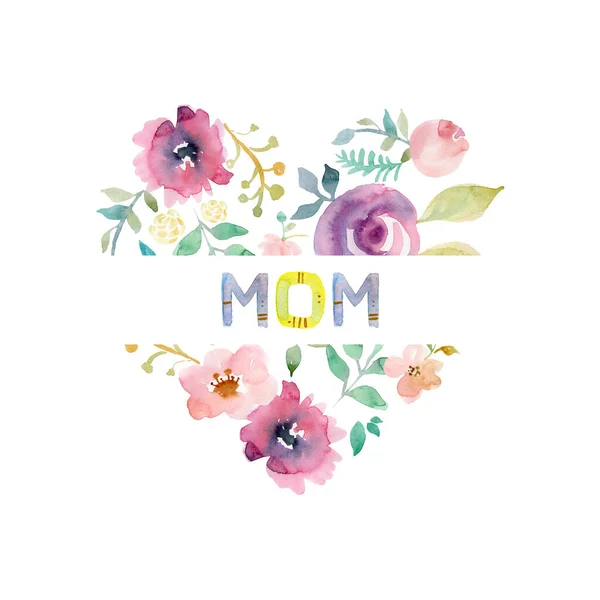 Happy Mothers Day Schriftzug. Handgemachte kalligraphische Illustration. Muttertagskarte mit Herz. — Stockfoto