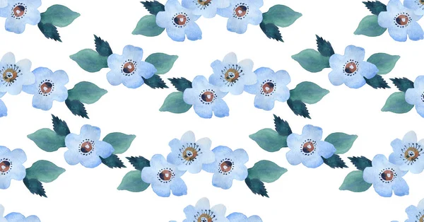 Bakgrunden till sociala nätverk är akvarell blå blommor vy ovanifrån — Stockfoto