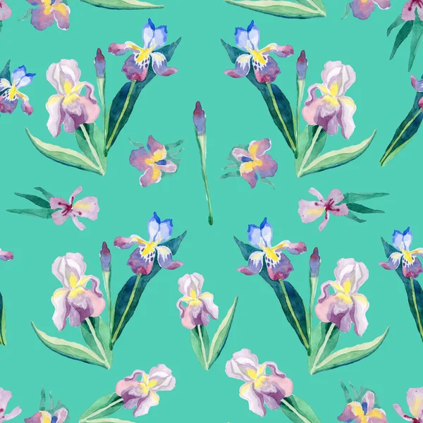 Квітучий райдужний акварельний безшовний візерунок романтичне літо для тканини — стокове фото