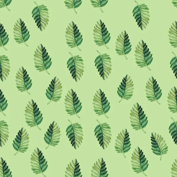 Padrão sem costura papel digital Scrapbooking tecido folhas verdes aquarela à mão — Fotografia de Stock