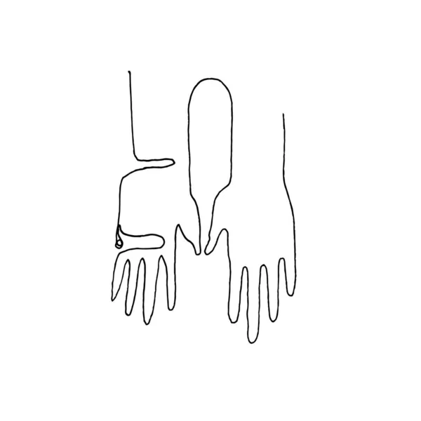 Manos. Arte de vectores skech dibujado a mano. Dibujar, silueta, ilustración — Vector de stock