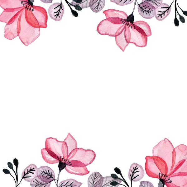 Background for instagram posts pink watercolor transparent flowers — Photo