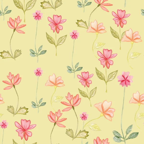 Aquarell süß bunte Farbe wildes Blumenmuster, zarte Blume Tapete, Wildblumen Farbe Blume, rosa, Stiefmütterchen, Stiefmütterchen.Wallpaper auf weißem Hintergrund — Stockfoto